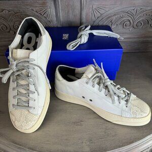 NEW P448 Jack Molly Sneakers White Snake Print Silver Womens Size 40 US 9 - 9.5